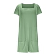 thumbnail image 5 of APEXFWDT Womens Casual Summer Square Neck Short Sleeve Mini Dresses Womens Solid Color Short Tshirt Dresses with Pockets Shift Dress, 5 of 8