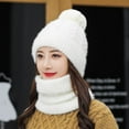 thumbnail image 2 of iHPH7 Hat and Scarf Set Winter Neck Warmer Fleece Neck Gaiter Snow Caps Warm Hat Skull Cap Warm Beanie White One Size, 2 of 3