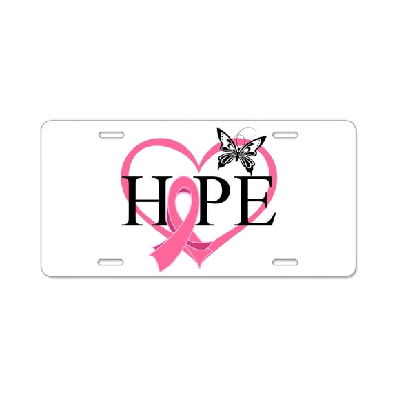 CafePress - Breast Cancer Heart Decor - Aluminum License Plate, Front License Plate, Vanity Tag