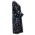 thumbnail image 4 of Miss Lillian Women's Button Front Lace Detail Fleece Duster Nightgown 3/4 Sleeve - Black with Neon Stars - Small, 4 of 4