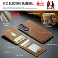 thumbnail image 6 of Dteck Magnetic PU Leather Case for Samsung Galaxy S25 Edge (2025), Compatible with MagSafe Accessory, Detachable Wallet RFID Blocking Card Holder Ring Stand Shockproof Protective Phone Case, Brown, 6 of 8