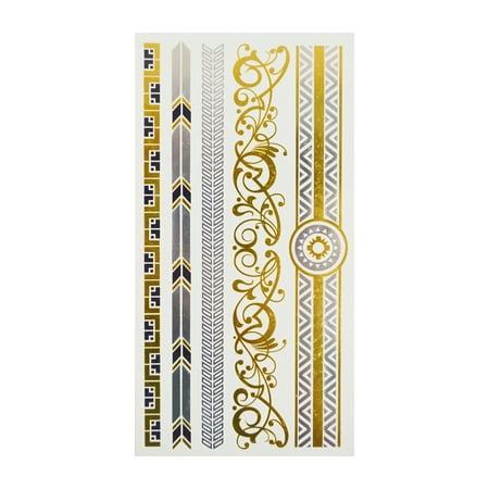 Temporary High Quality Stylish Safe to Wear Metallic Gold Silver Body Tattoo