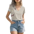 thumbnail image 4 of Dyfzdhu 250th Anniversary Usa Shirt T Shirts For Women Fashion Daily Casual V Neck Short Sleeve Tops Loose, 4 of 7