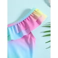 thumbnail image 6 of Arvbitana Toddler Baby Girls Romper Swimwear Set Sleeveless One Shoulder Ruffle Tie Dye Bathing Suit Summer Sweet Rainbow Gradient Swimsuit Kids Beach Wear Sunsuit 3M-3T, 6 of 9