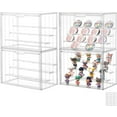thumbnail image 1 of 4 Pcs Clear Acrylic Display Case Upgrade 4 Tier Display Shelf with 3 Movable Plates, Stackable Display Box Showcase with Magnetic Door for Action Figures (L-4tier-4pack), 1 of 6