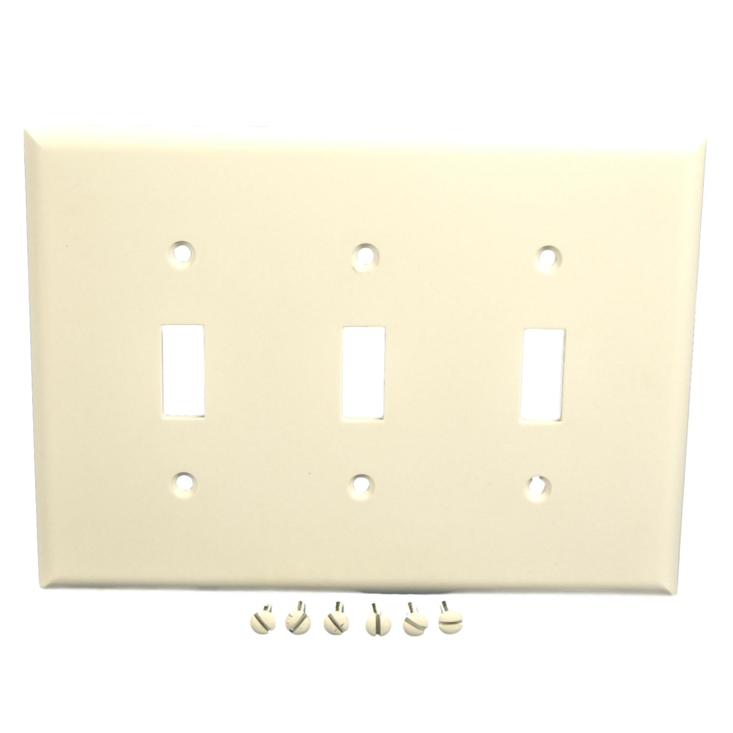 Cooper Wiring Devices 2041w White Mid Size 3 Gang Toggle Thermoset Wall Plate