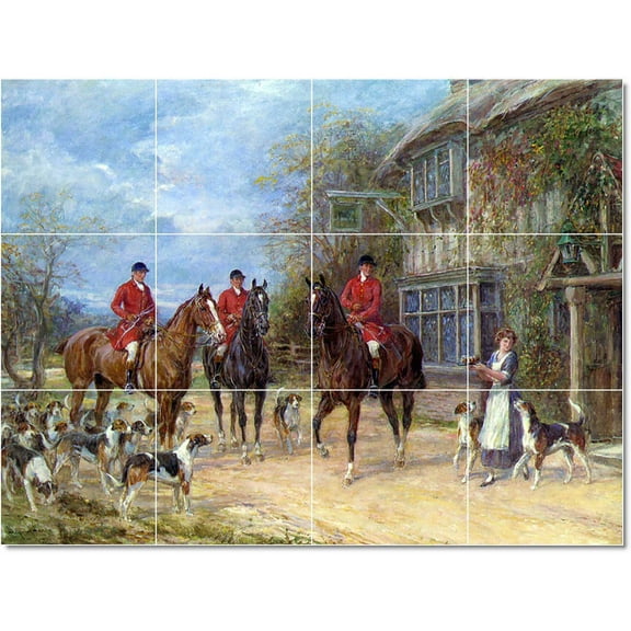 Ceramic Tile Mural-Heywood Hardy Horses Painting 30. 17" w x 12.75" h using (12) 4.25 x 4.25 ceramic tiles