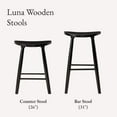 thumbnail image 6 of Maven Lane 26" Luna Counter Stool with Rustic Black Wood Finish - Artisan Crafted Backless Counter Height Stool, Oval Saddle Seat for Unmatched Comfort - Adds Warmth & Style to Kitchen, Dining Area, 6 of 11
