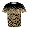 ZZwxWA Fashion Leopard Print Womens Tops Plus Size Short Sleeve Round