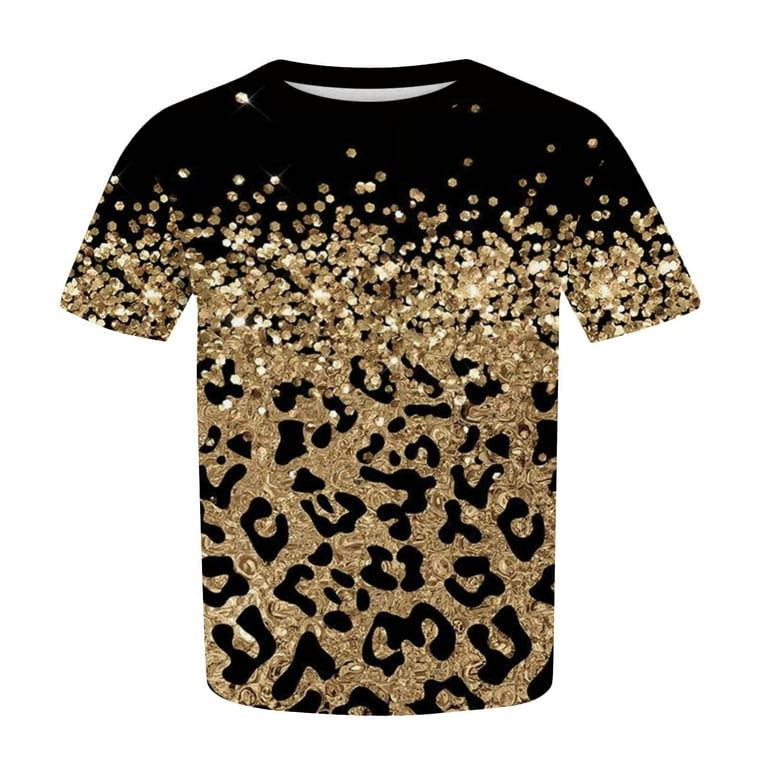 ZZwxWA Fashion Leopard Print Womens Tops Plus Size Short Sleeve