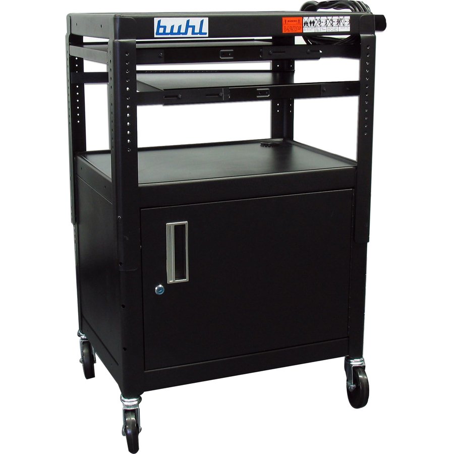 Height Adjustable AV Media cart w/ Security Two PullOut