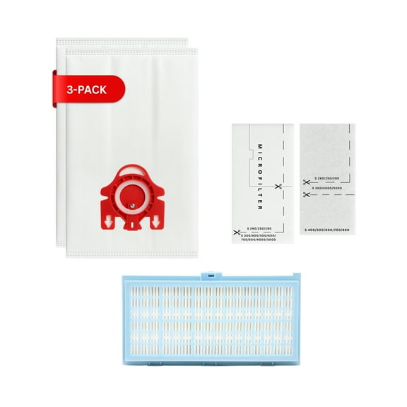 6 Replacement Miele S544 Vacuum Bags, 6 Micro Filters & 1 HEPA Filter - Compatible Miele Type FJM Bags, Micro Filters & SF-AH 30, SF-HA 30, AH30 Filter (3-Pack, 2 Bags Per Pack)