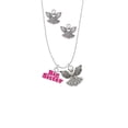 thumbnail image 2 of Delight Jewelry Silvertone Hot Pink ''Big Sister'' with Heart Silver tone Guardian Angel Charm Necklace and Stud Earrings, 2 of 4