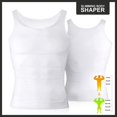 thumbnail image 3 of SHAPERIN Men's 2 Pack Compression Shirt Slimming Body Shaper Vest Tummy Control Shapewear Abdomen Undershirt, 3 of 6