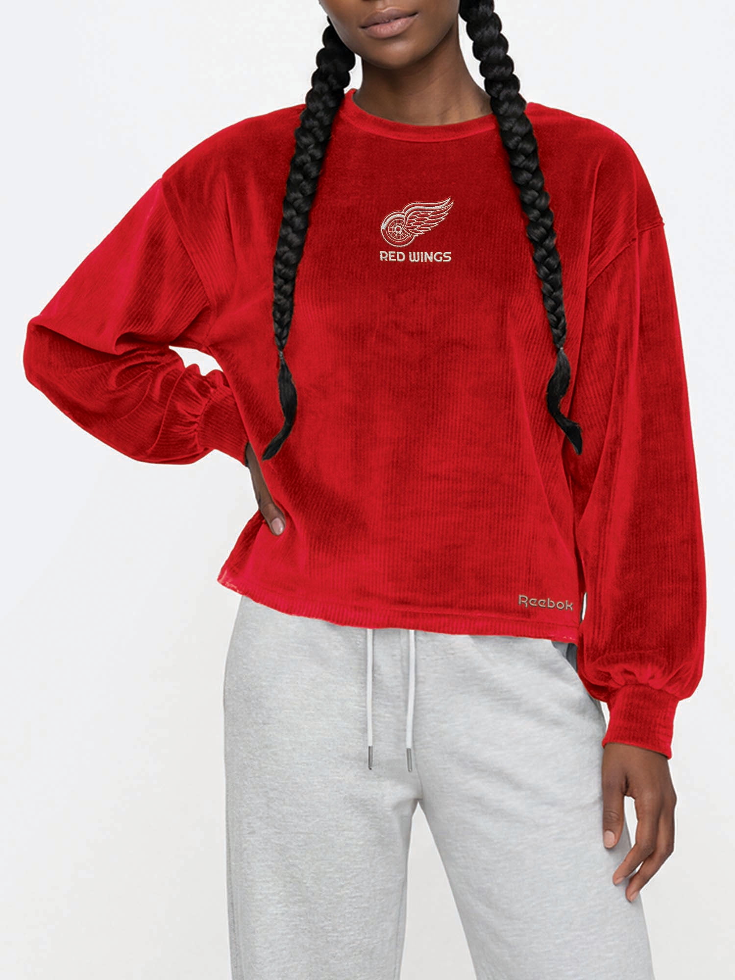 Detroit Red Wings Reebok Womens Crew Neck Pullover with Balloon Sleeves