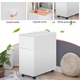 thumbnail image 4 of Petite Table de Chevet Blanche à 2 Niveaux, 2 Armoires Ouvertes pour Table de Chevet avec Roulette, Meuble de Chevet en Bois pour Canapé, Petite Table Mobile Moderne, 4 of 5
