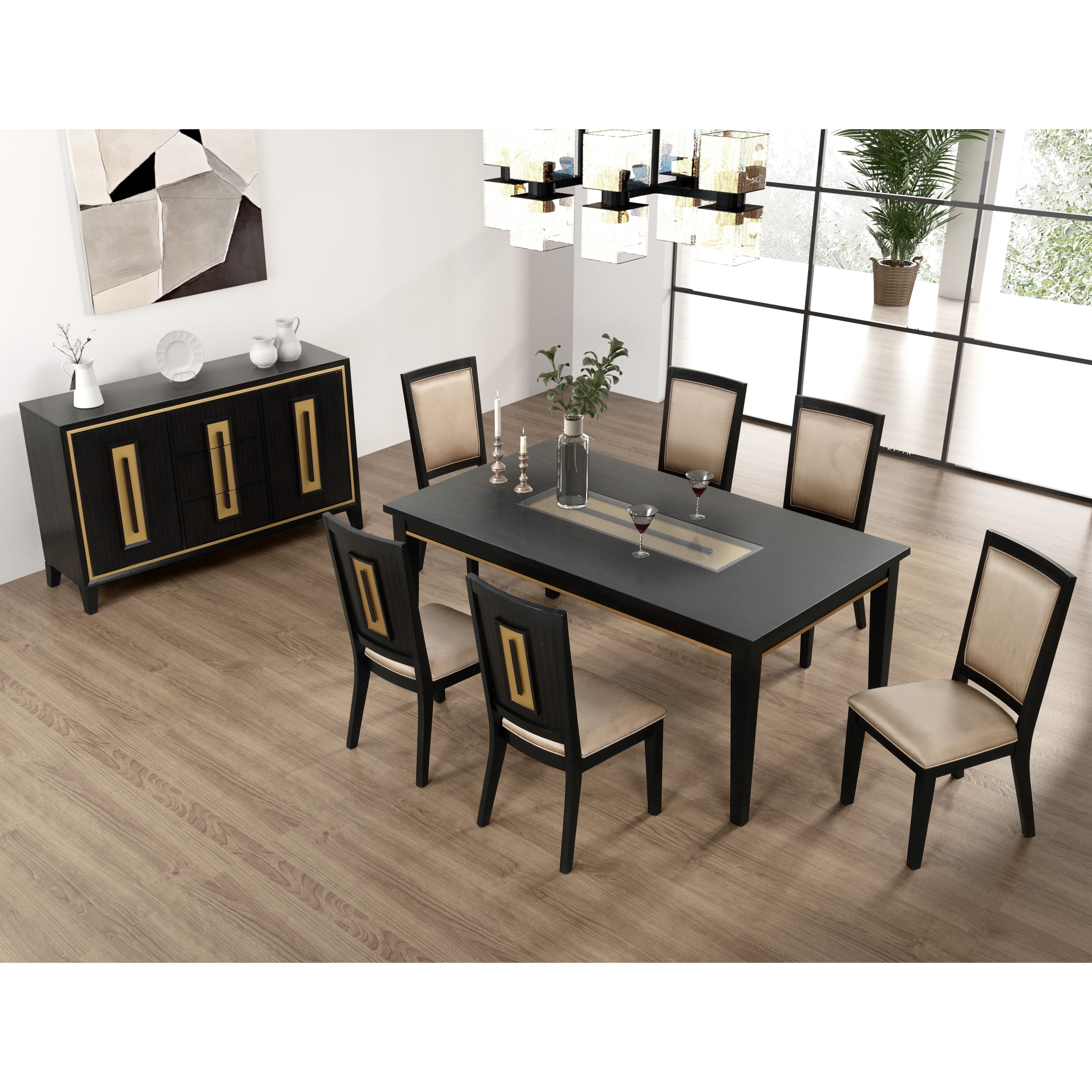 Furniture of America Halcyon Upholstered Solid Wood Side Chairs, Set of 2, Espresso