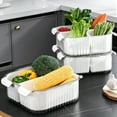 thumbnail image 1 of Multi Functional Double Compartment Draining Basket Kitchen Dishwashing Basin Living Room Coffee Table Fruit Plates Fruit Basket Dried Fruit Snacks Tray, 1 of 6