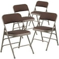 thumbnail image 2 of Flash Furniture 4 Pack HERCULES Series Curved Triple Braced & Double Hinged Brown Patterned Fabric Metal Folding Chair, 2 of 10