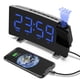 thumbnail image 2 of Reloj despertador digital de proyección en la pared del techo, reloj despertador LED para dormitorios con puerto de carga USB Radio pantalla curva grande, 2 of 3