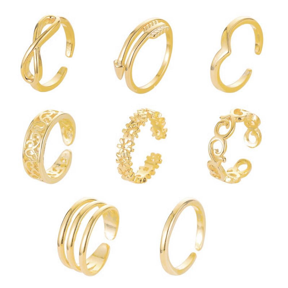 Max Choice Adjustable Toe Rings for Women, 8Pcs Open Band Set