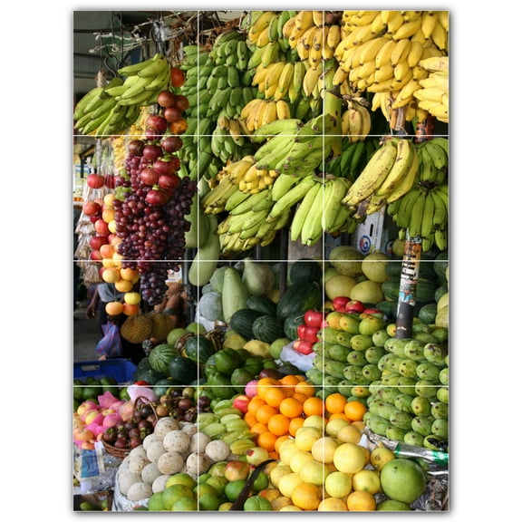 Picture-Tiles.com: Fruit Ceramic Tile Wall Mural WAL500686-34S. 12.75"W x 17"H using (12) 4.25" x 4.25" Ceramic Tiles-Satin Finish