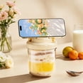 thumbnail image 6 of Glass Breakfast Cup with Lid, Spoon and Phone Holder for Overnight Oats, Yogurt, Cereal and Smoothies, 430ml Portable Food-Grade Glass Jar, 6 of 6