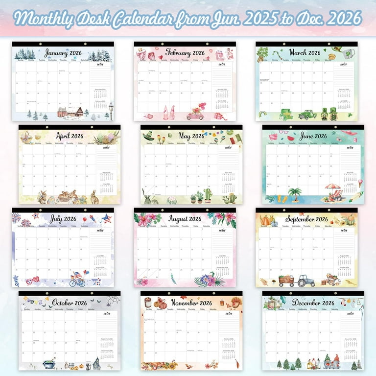 Desk Calendar 2025-2026 (18 Months) - Large 22"x17" Monthly Planner With Holiday Themes