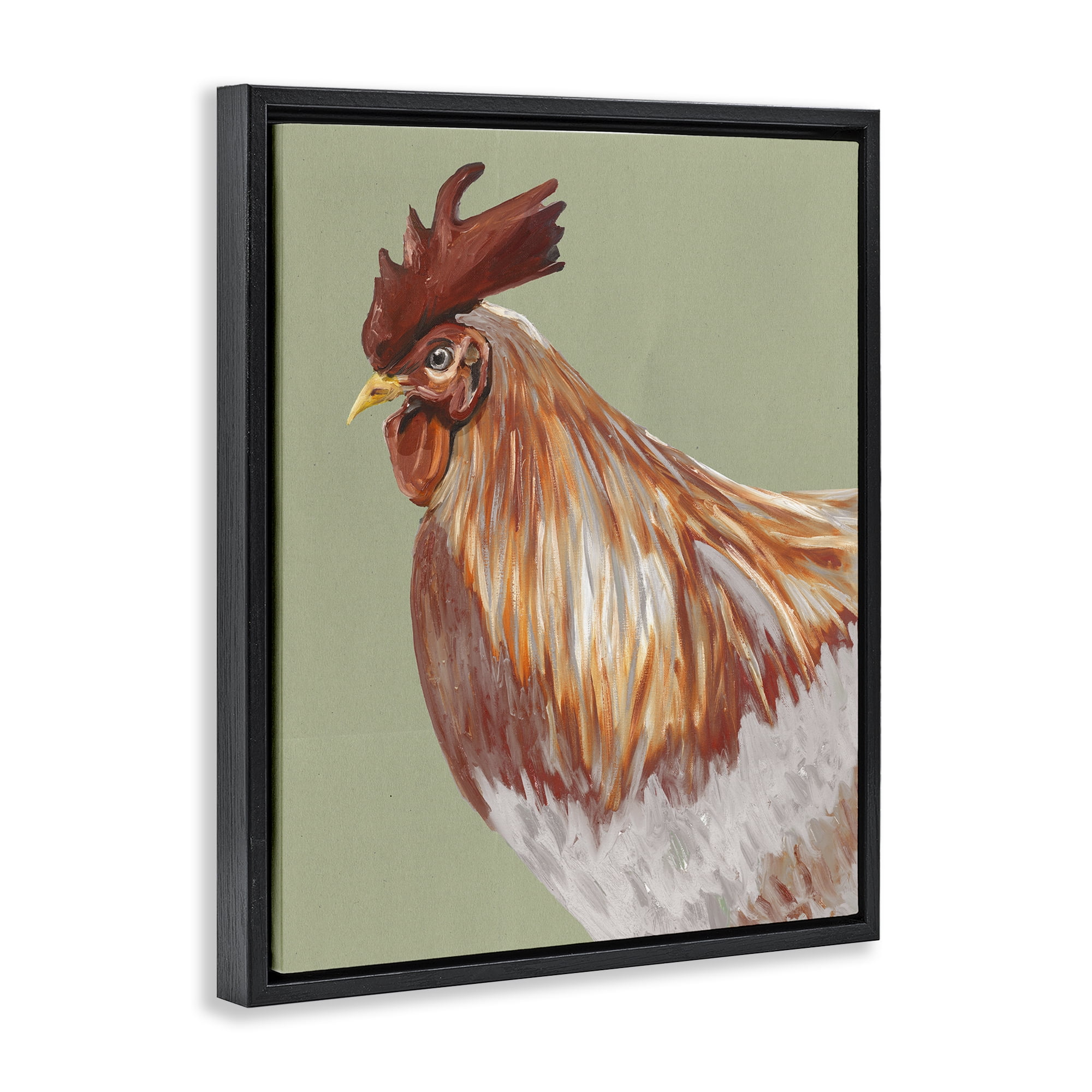 Stupell Industries Gallant Rooster Portrait Black Framed Floater Canvas Wall Art, design by Andy Beauchamp