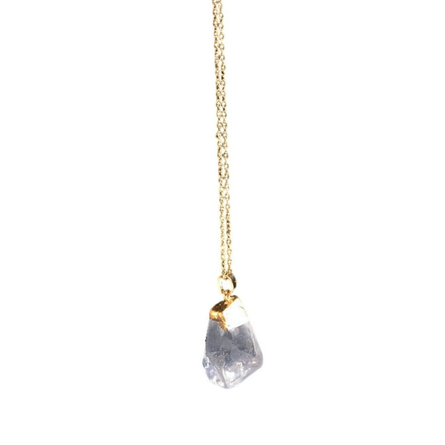 PVCS 1 Pce Collier en Cristal de Pierre Naturelle Pendentif en Quartz Plaqué Or