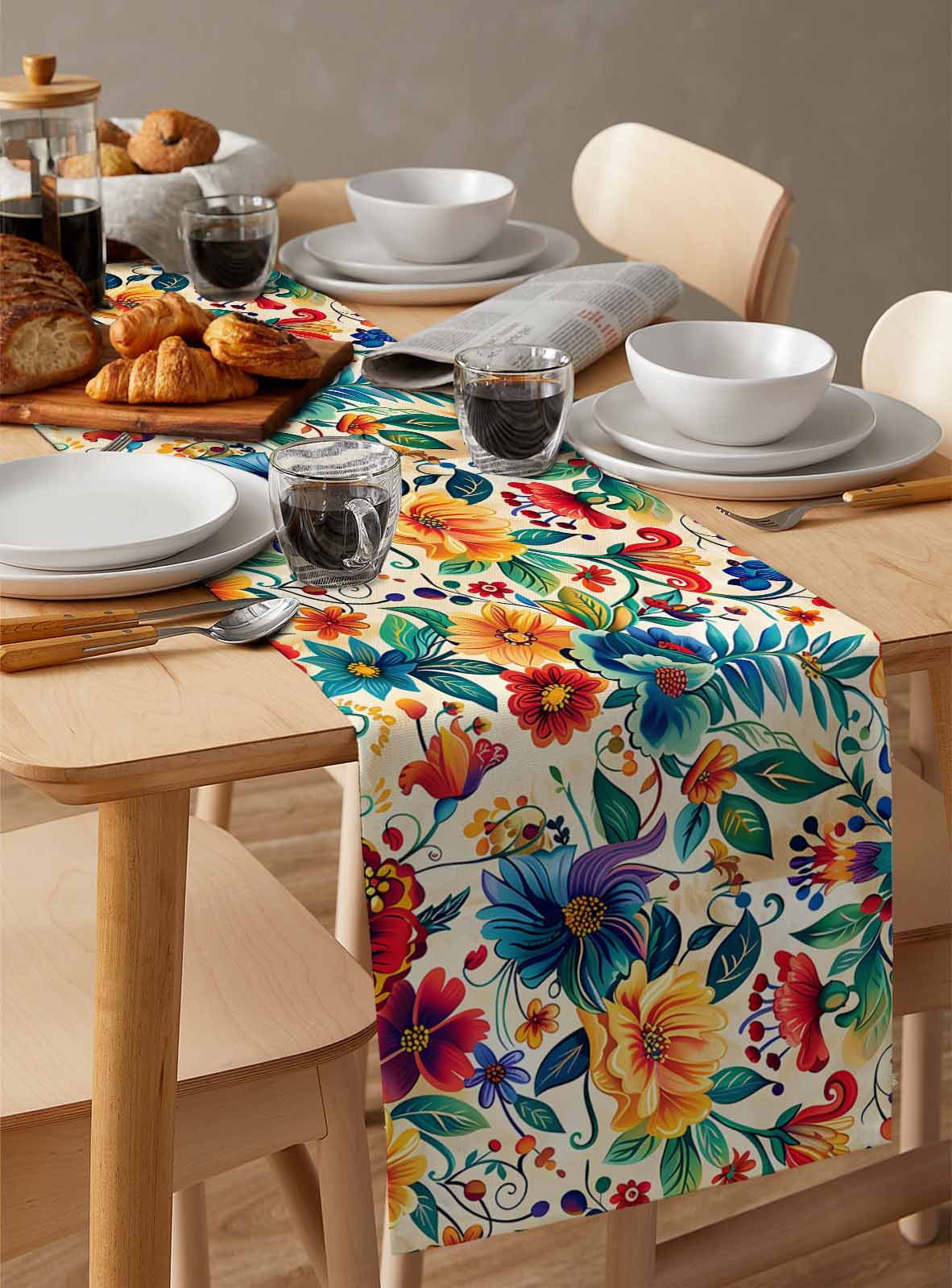 Ldtrchee Vintage Botanical Table Runner 72 Inches, Spring Floral Summer Vintage Bed Runner Dresser Scarves Tabletop for Indoor Outdoor Parties/Ceremony/Banquet, 16" x 72"