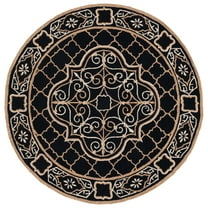 SAFAVIEH Easy Care Braiden Trellis Area Rug, Black/Gold, 6' x 6' Round