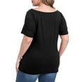thumbnail image 6 of Gocolloa Womens Plus Size Boat Neck Short Sleeve T Shirts Slim Fit Summer Dressy Tops Tee Black 2X, 6 of 6