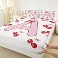 thumbnail image 3 of Feelyou Initial A Letter Twin Sheet Sets for Girl, Red Fruit Cherry Twin Fitted Sheet, Princess Cartoon Ribbon Flat Sheet, Microfiber Bedroom Decor, 3 Pieces, 3 of 7