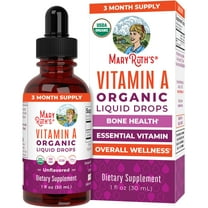 MaryRuth’s USDA Organic Vitamin A Liquid Drops | 3 Month Supply | Bone Health for Ages 14 | Essential Vitamin | 750mcg per Serving | Sugar Free | Vegan | Non-GMO | Gluten Free | 1oz