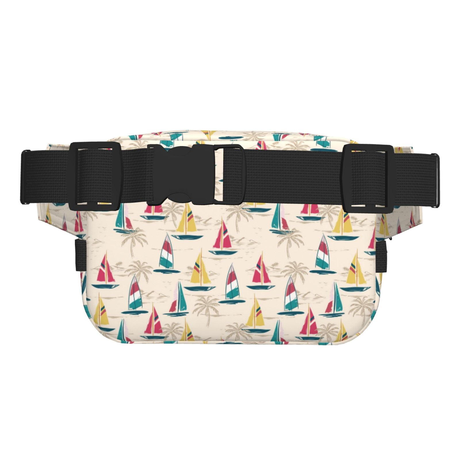 Picia Reto Marine Nautical Print Square Double-Layer Waist Bag Mini Adjustable Waist Belt Bag Exercise Running Travel Hiking