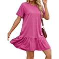 thumbnail image 4 of MOSHU Crew Neck Dresses for Women Short Sleeve Women Dresses Casual Swing Babydoll Midi Dress with Pockets, 4 of 12