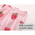 thumbnail image 6 of Beezizac Cotton Pajama for Girls - Green & Pink Strawberry Short Sleeve Set 2-Piece Kid Sleepover PJ Size 16, 6 of 7