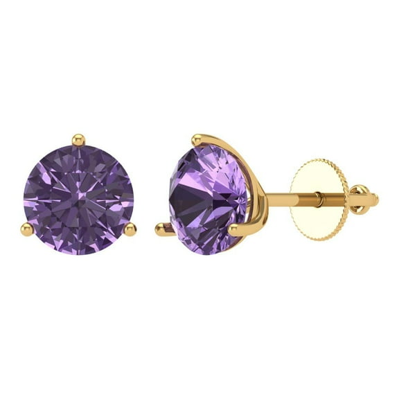 Clara Pucci 4Ct Alexandrite Round Cut VVS1 Screw Back Stud 18k Solid hypoallergenic Gold Designer Earrings For June