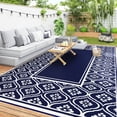 thumbnail image 1 of Outsunny 9' x 18' Reversible Outdoor Rug, Gourd Border, Blue, White, 1 of 10