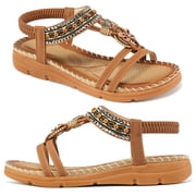 Ablanczoom Women Sandals Dressy Summer Sandals for Women Shoes Open Toe Rhinestone,Size 5