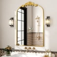 thumbnail image 2 of BEAUTYPEAK 40"x30" Vanity Wall Mirror Decorative Vintage Arch Bathroom Mirror,Gold, 2 of 8
