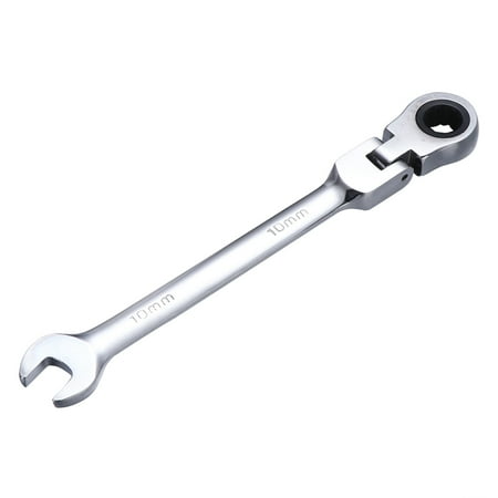 

OUNONA 10mm Dual Heads Ratchet 180 Degree Flexible Pivoting Head Adjustable Combination Dicephalous Wrench Spanner (Silver)