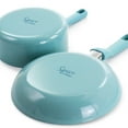 thumbnail image 6 of Spice by Tia Mowry Savory Saffron 7 Piece Ceramic Nonstick Aluminum Cookware Set with Nylon Utensils in Light Blue, 6 of 8
