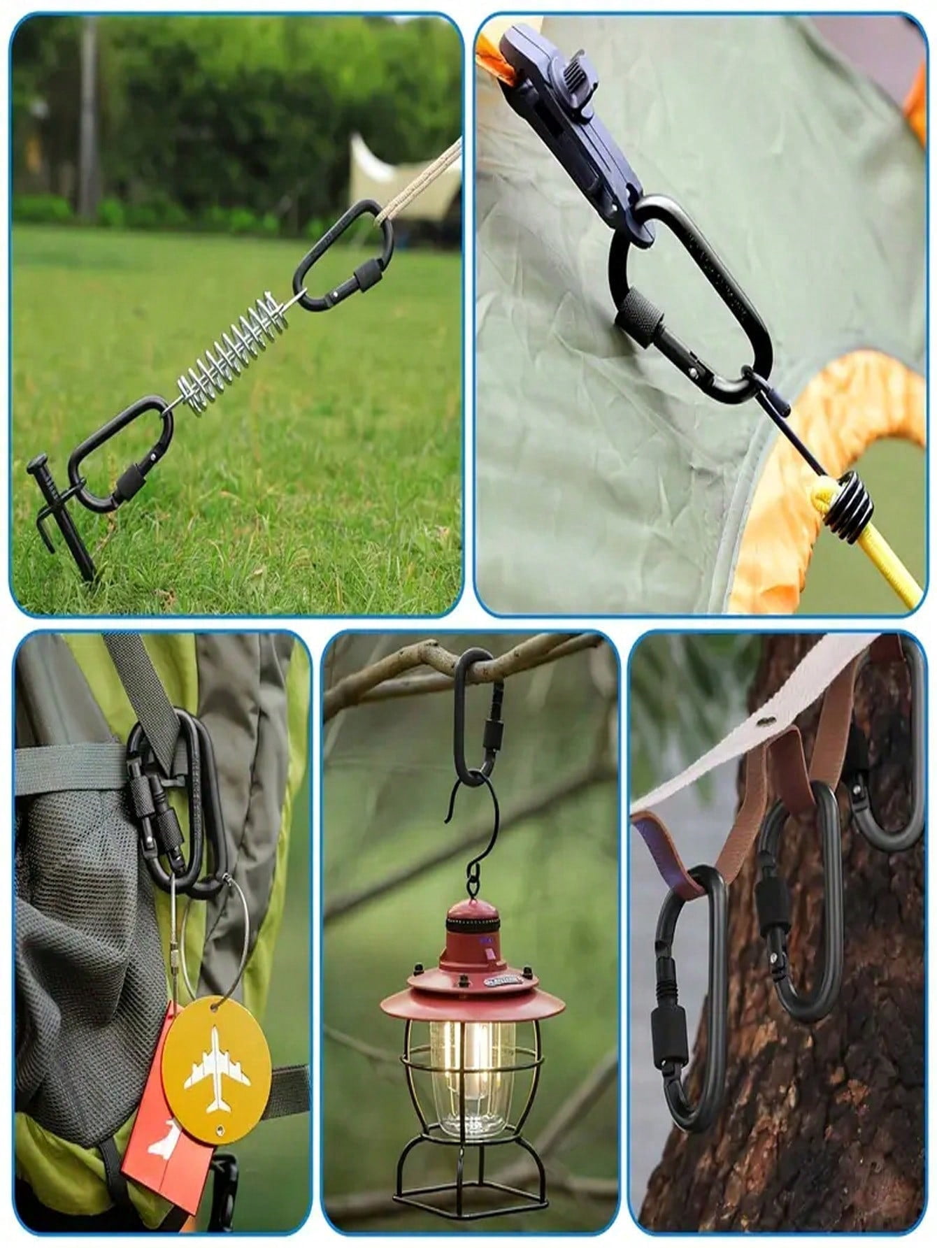 Locking Carabiner Clips, 6 Pack Heavy Duty D-Ring Carabiners with Screw Gate, Black Aluminum Alloy for Camping, Hiking, Backpack, Dog Leash
