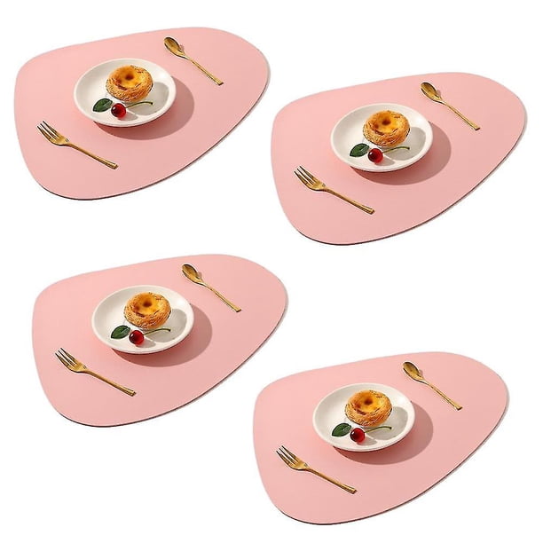 Juego de 4 manteles individuales de cuero para comedor, manteles individuales lavables y limpiables.