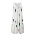 thumbnail image 1 of MAWCLOS Robe d'Été de Plage pour Femmes Bretelles Spaghetti Robe Courte Sans Manches Mini Robes Hawaïennes Fête Col en V Plume 3TG, 1 of 5