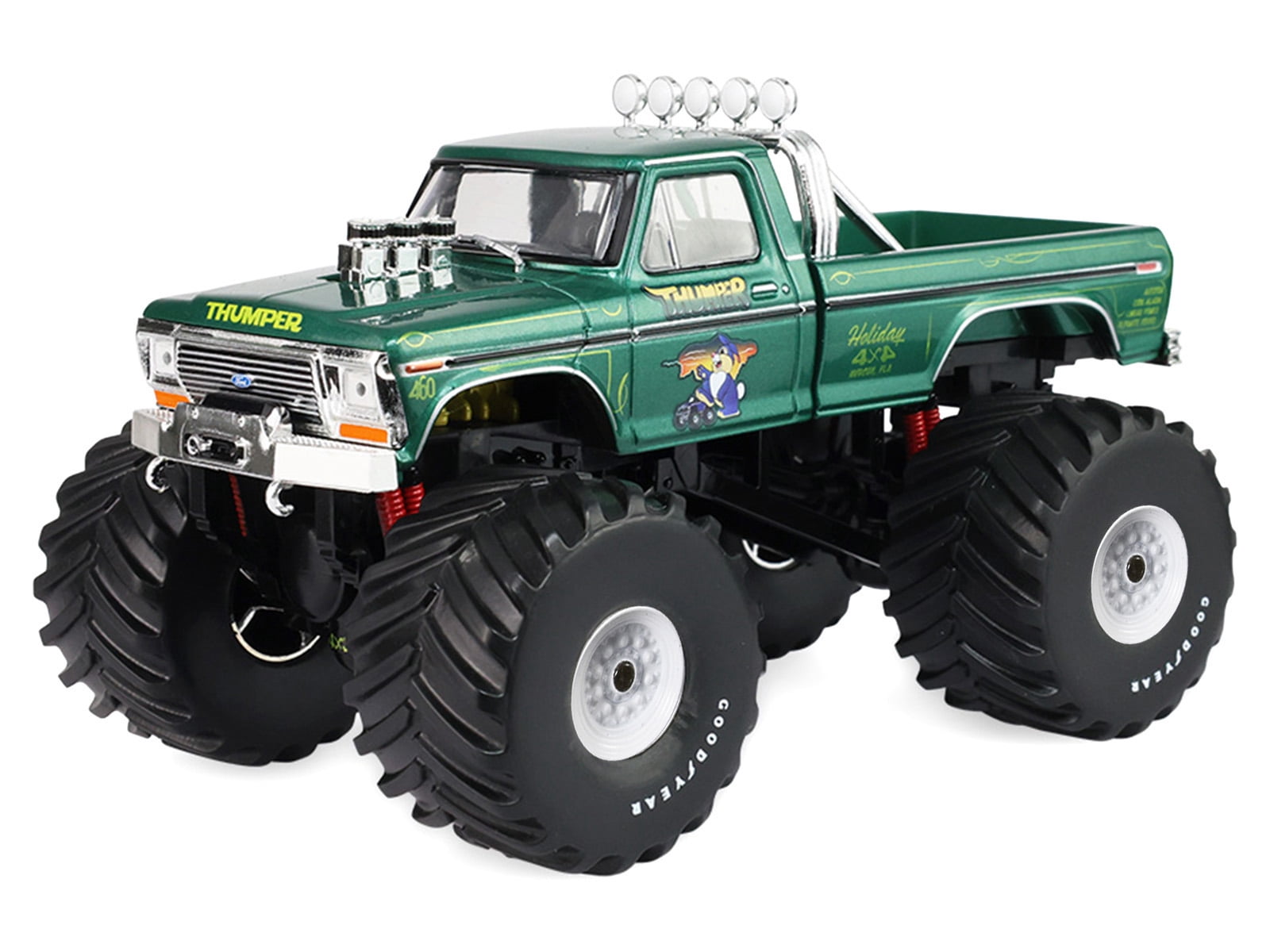 1975 Ford F-250 Monster Truck with 66-Inch Tires "Thumper" Green Metallic "Kings of Crunch" Series 1/43 Diecast Model Car by Greenlight