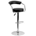 thumbnail image 1 of Contemporary Black Vinyl Adjustable Height Barstool with Arms and Chrome Base, 1 of 6