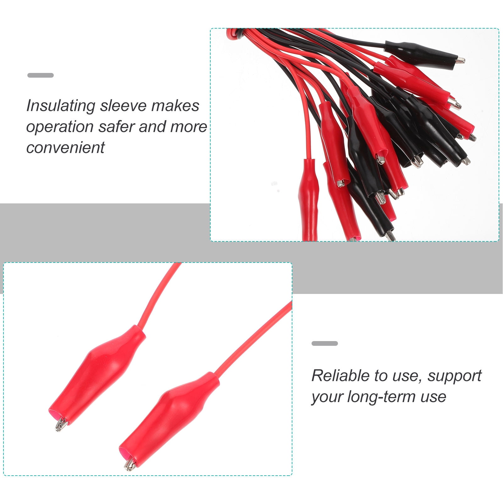 FONDOTIN 30pcs Plastic Electrical Alligator Clips Wires for Remote Spaces and Teaching Equipment